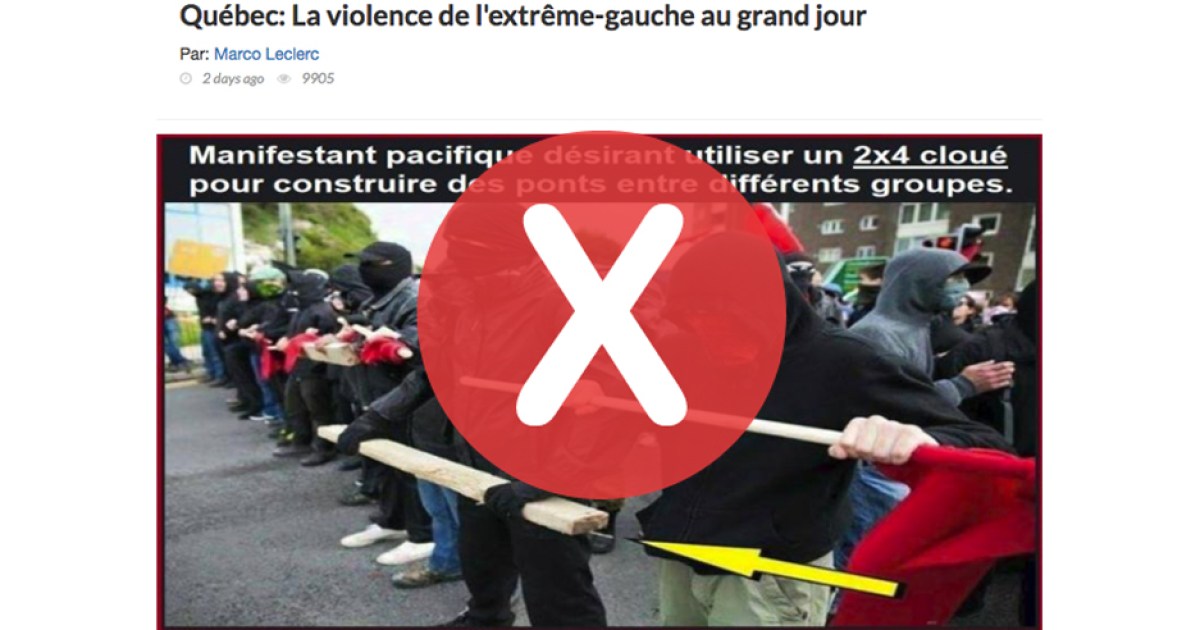 Non Cette Photo D Un Manifestant Arme D Une Planche Cloutee N A Pas Ete Prise A Quebec