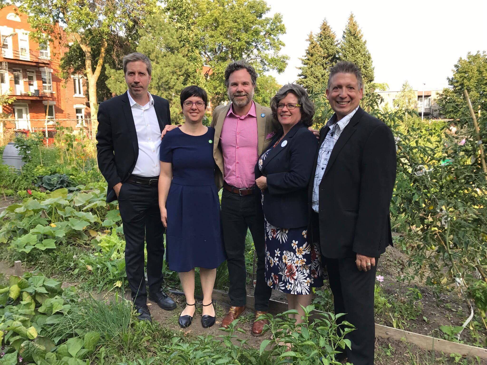 Les candidats de Projet Montréal: François Limoges, Stéphanie Watt, François W. Croteau, Christine Gosselin et Jocelyn Pauzé.