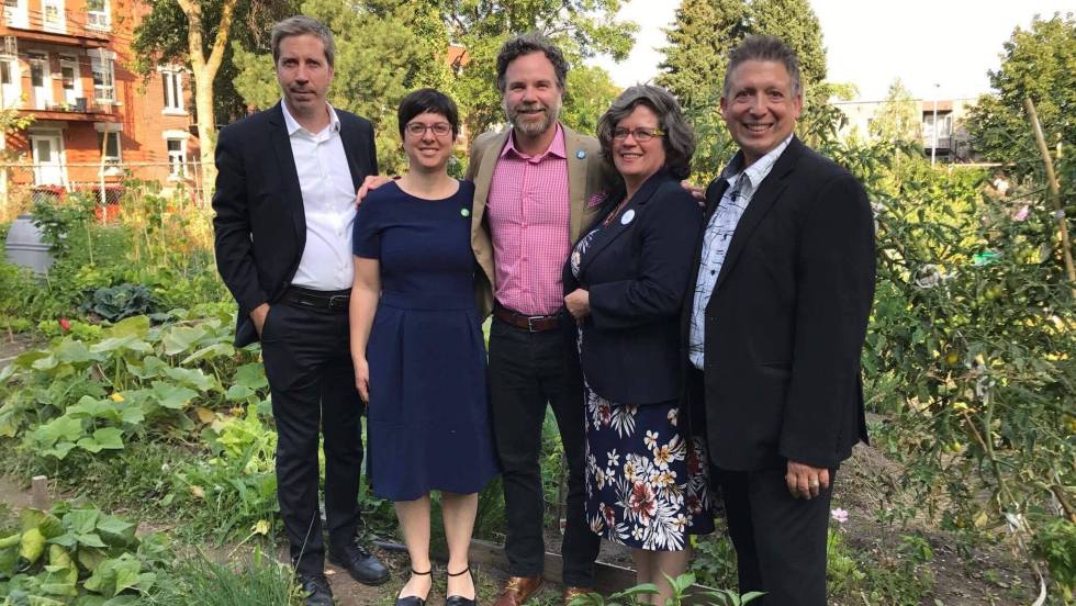 Les candidats de Projet Montréal: François Limoges, Stéphanie Watt, François W. Croteau, Christine Gosselin et Jocelyn Pauzé.