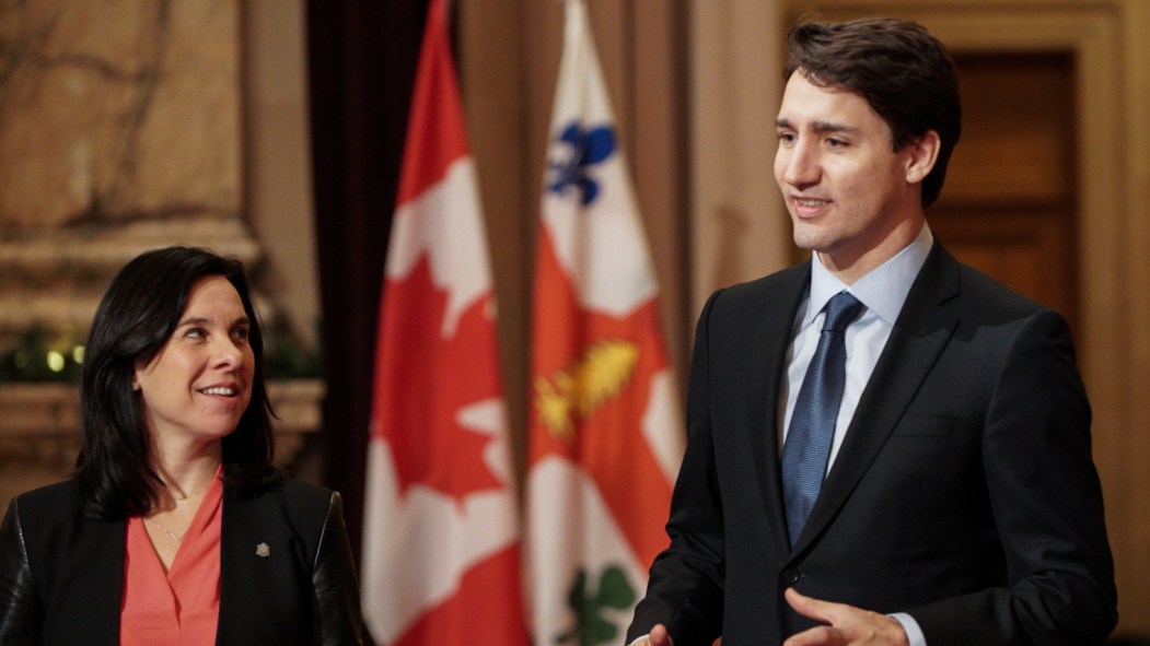 Valérie Plante avec le premier ministre du Canada, Justin Trudeau