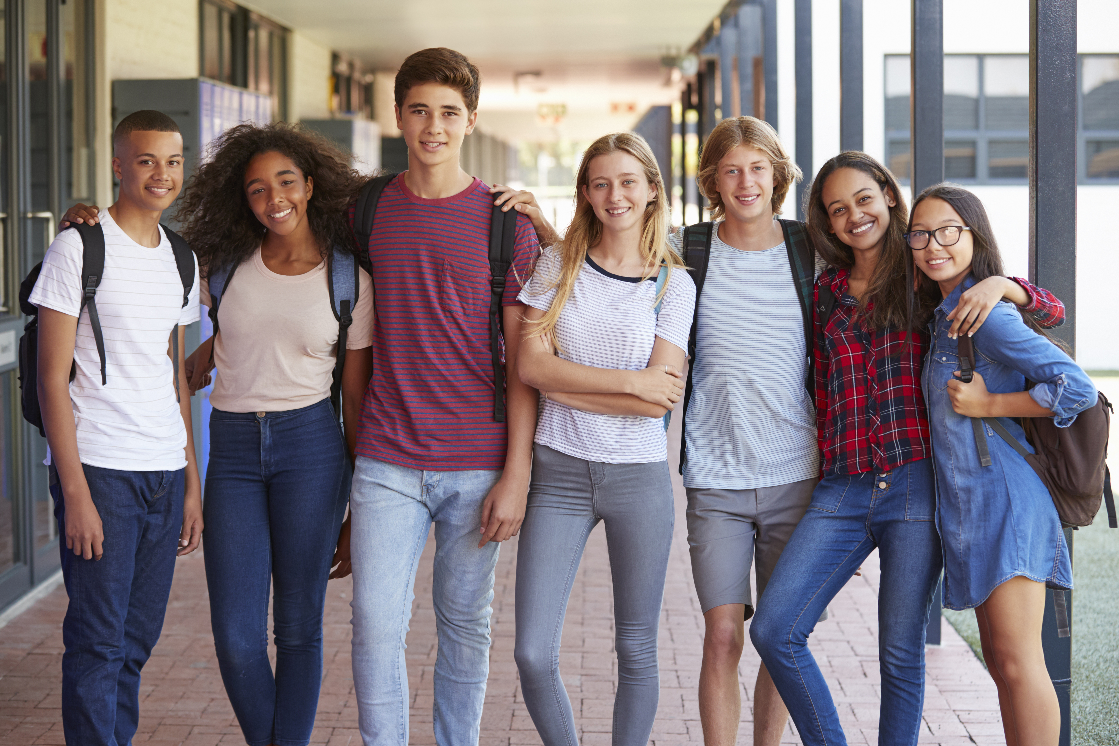 Look at the photograph of these teenagers