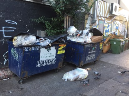 Les poubelles sont souvent laissées sur la voie publique et débordent des conteneurs sur la rue Saint-André.