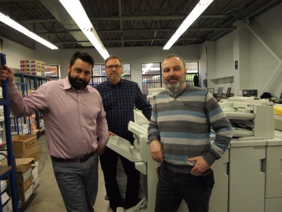 Les fondateurs de Reprodoc Marc Thériault et François Bérubé et le responsable du développement des partenariats, Martin Houle.