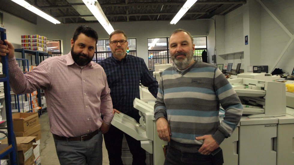 Les fondateurs de Reprodoc Marc Thériault et François Bérubé et le responsable du développement des partenariats, Martin Houle.