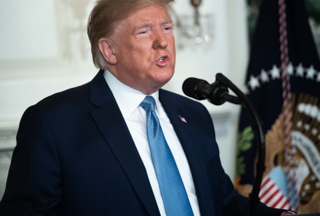 Donald Trump lors de son allocution à la Maison-Blanche le 5 août 2019.