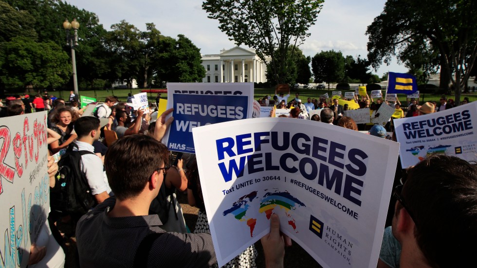 Manifestation en faveur des réfugiés devant la Maison-Blanche