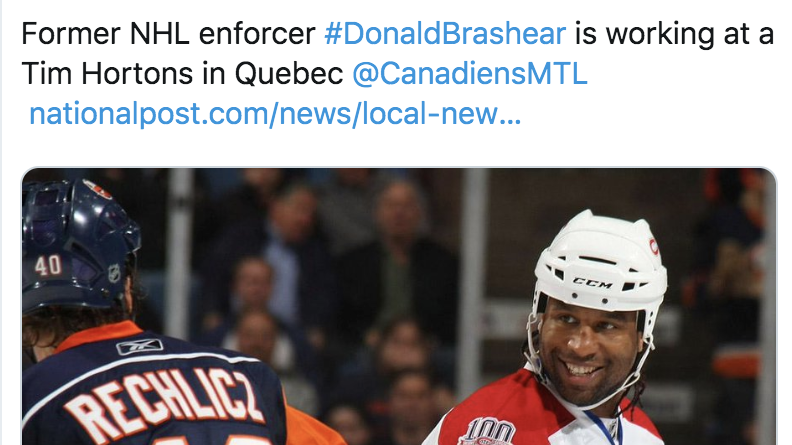 Capture d'écran d'une photo de Georges Laraque utilisée par le National Post dans un article sur Donald Brashear