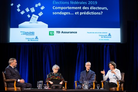 Thomas Mulcair, Claire Durand, André Blais et Chantal Hébert