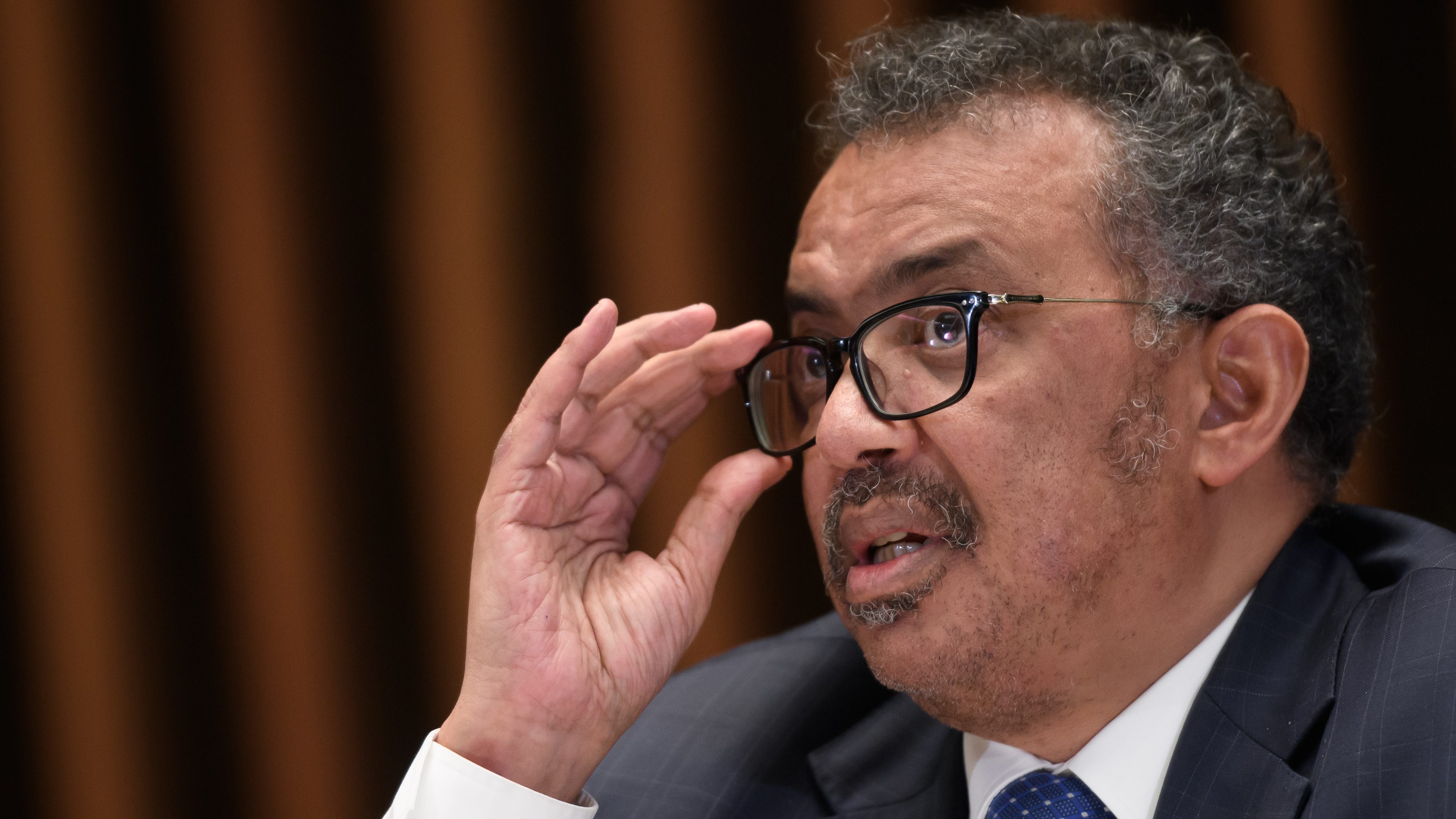 Le directeur général de l'Organisation mondiale de la santé (OMS), Tedros Adhanom Ghebreyesus, lors d'un point de presse sur l'épidémie de coronavirus