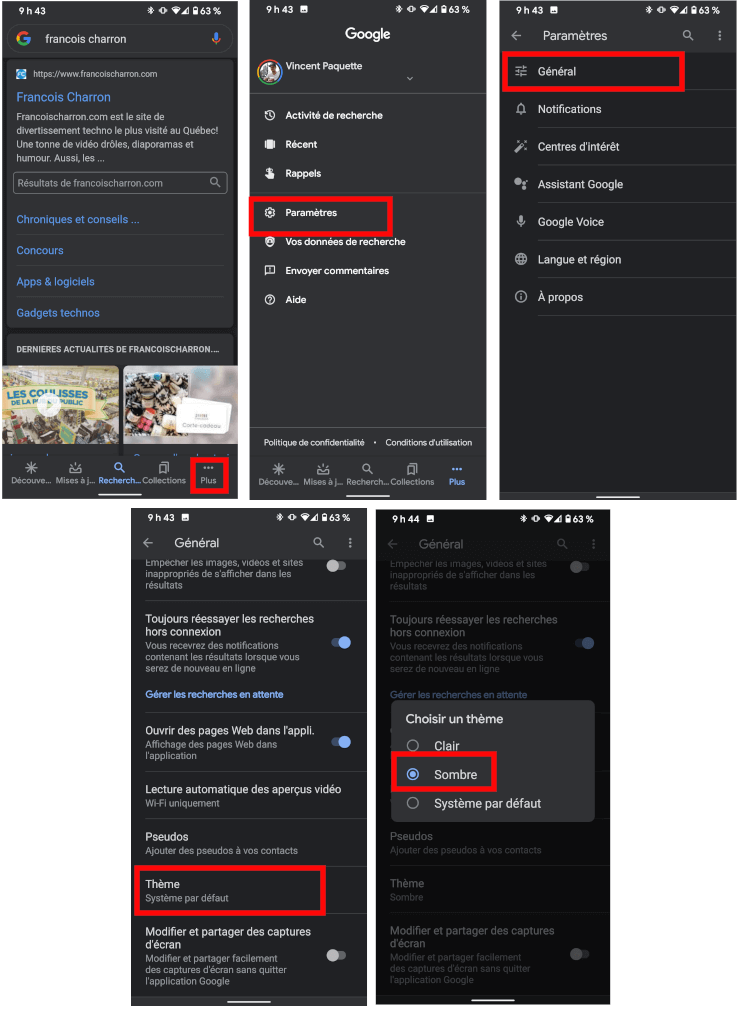 Voici comment activer le thème sombre sur l’application Google Search. Comment activer le thème sombre Google Search Android iOS Apple