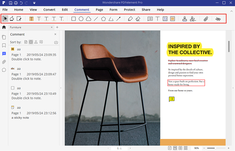 PDFelement ajout de commentaires PDF