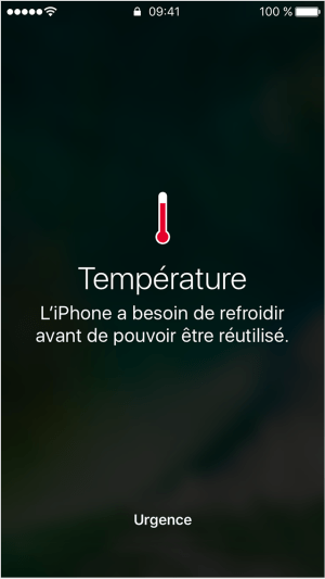 iPhone message avertissement température