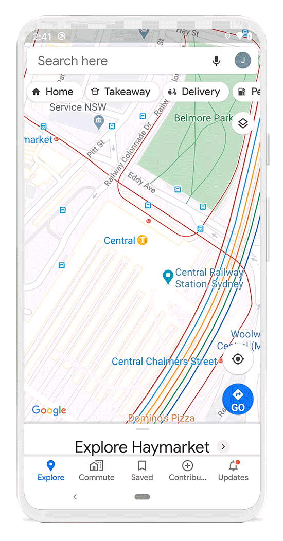 Google Maps transport en commun heure achalandage