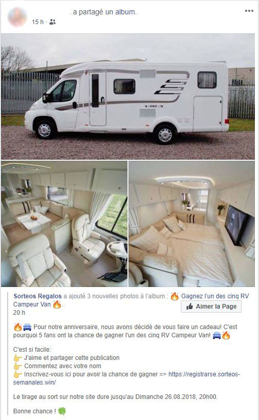 Voici la publication qui se promène Concours Sorteos Regalos Facebook RV VR