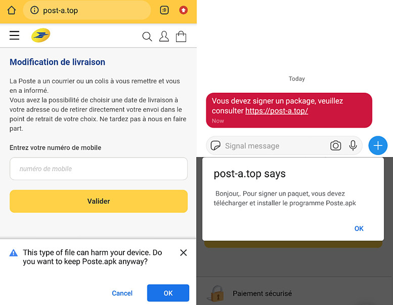 FakeSpy fausse application livraison colis La Poste