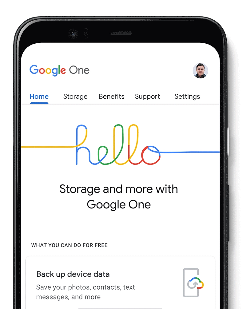 Google One permet de faire une sauvegarde de son téléphone intelligent. Crédit : Google. Google One Sauvegarde Téléphone intelligent Android iPhone