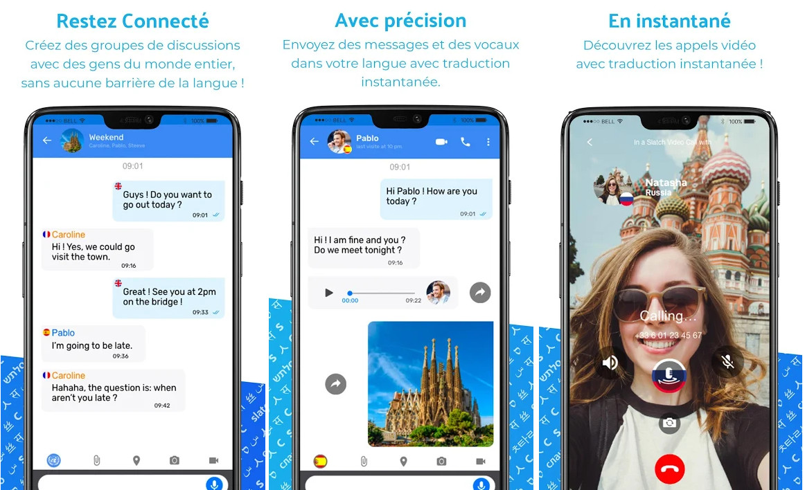 Slatch application traduction t&eacute;l&eacute;phone intelligent iOS Android