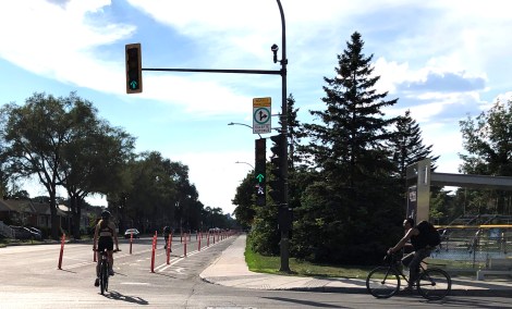 Une des pistes cyclables mise en place cet été