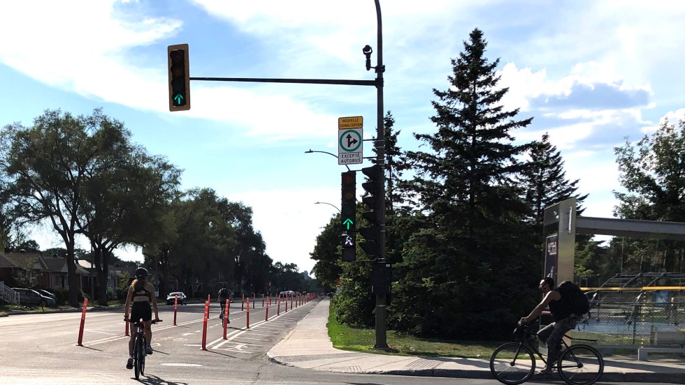 Une des pistes cyclables mise en place cet été