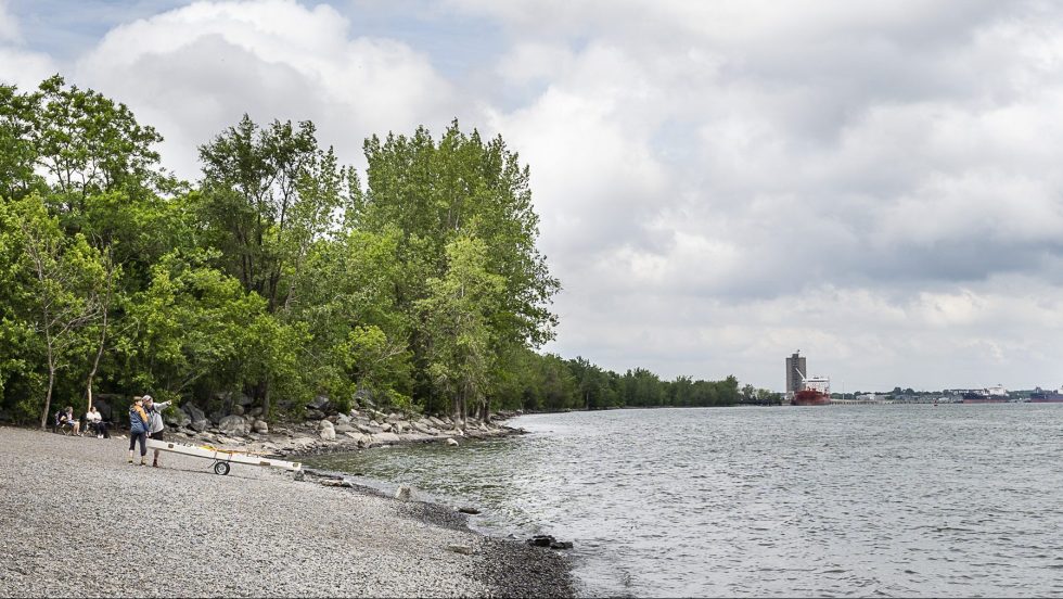 La vue du du fleuve à partir du parc Bellerive, en été.