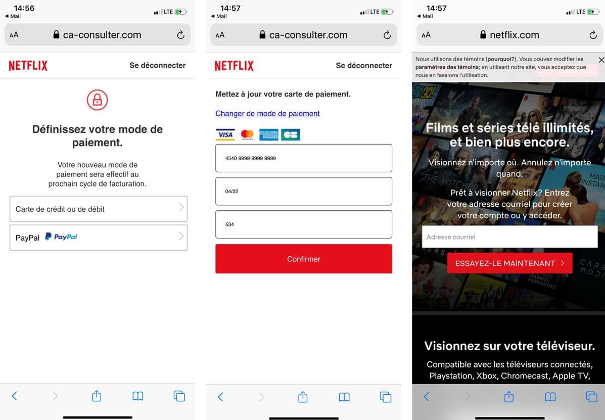 fraude netfilx hamme&ccedil;onnage