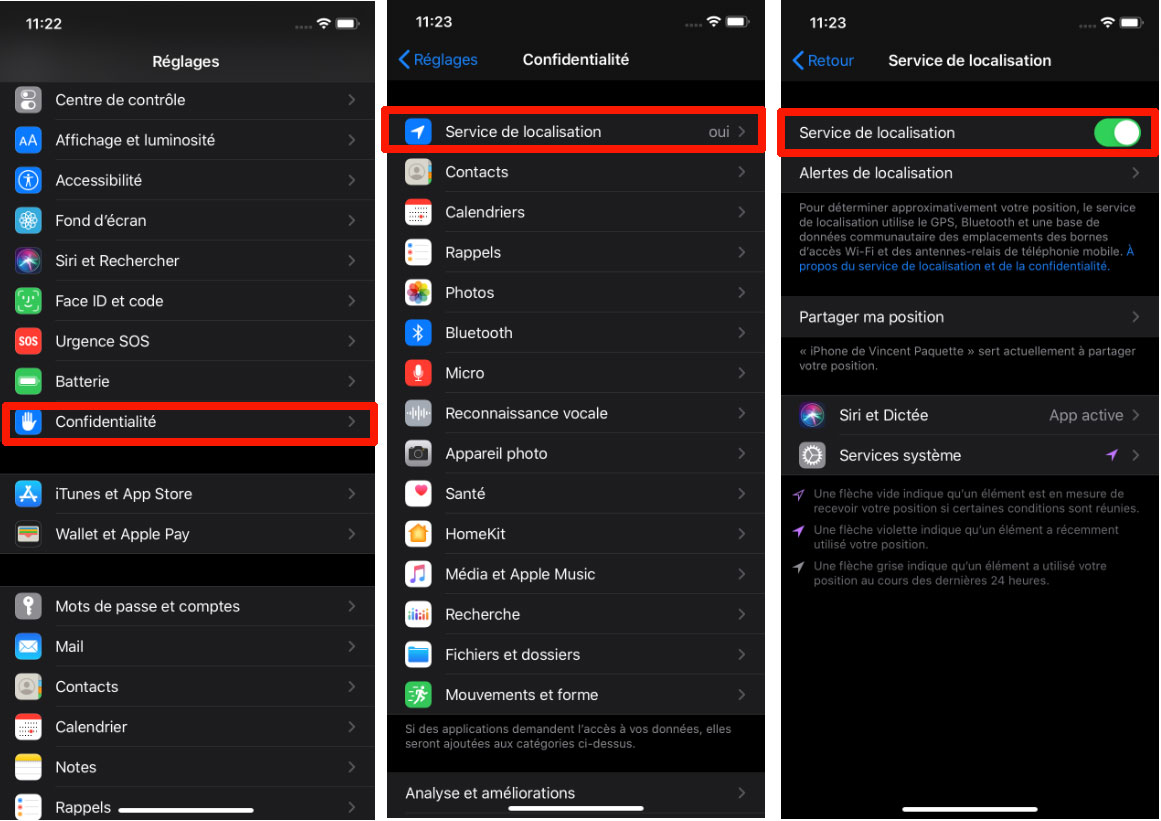 iPhone d&eacute;sactiver localisation applications