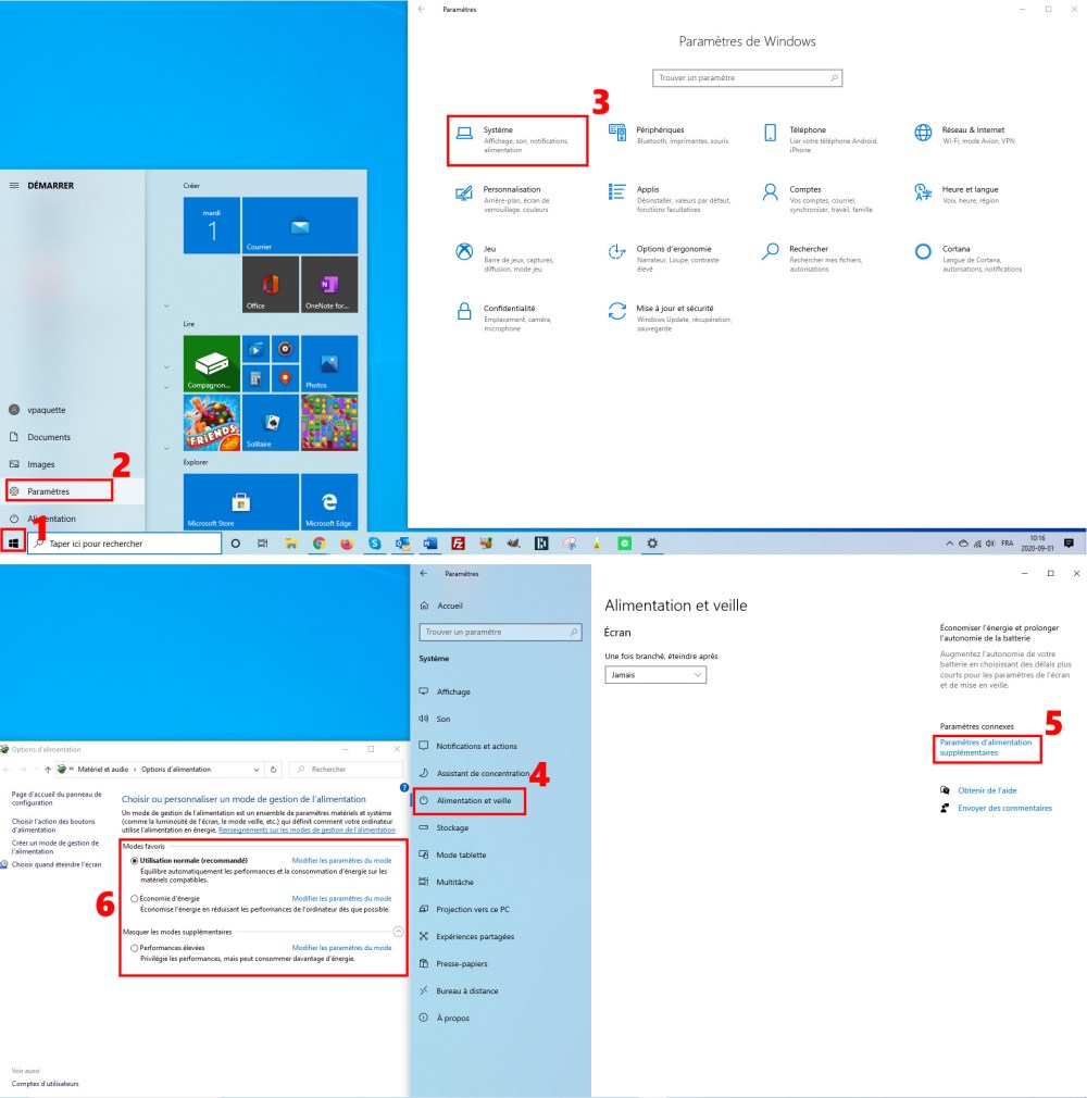 Étapes pour modifier le mode d'alimentation sur un ordinateur avec Windows 10