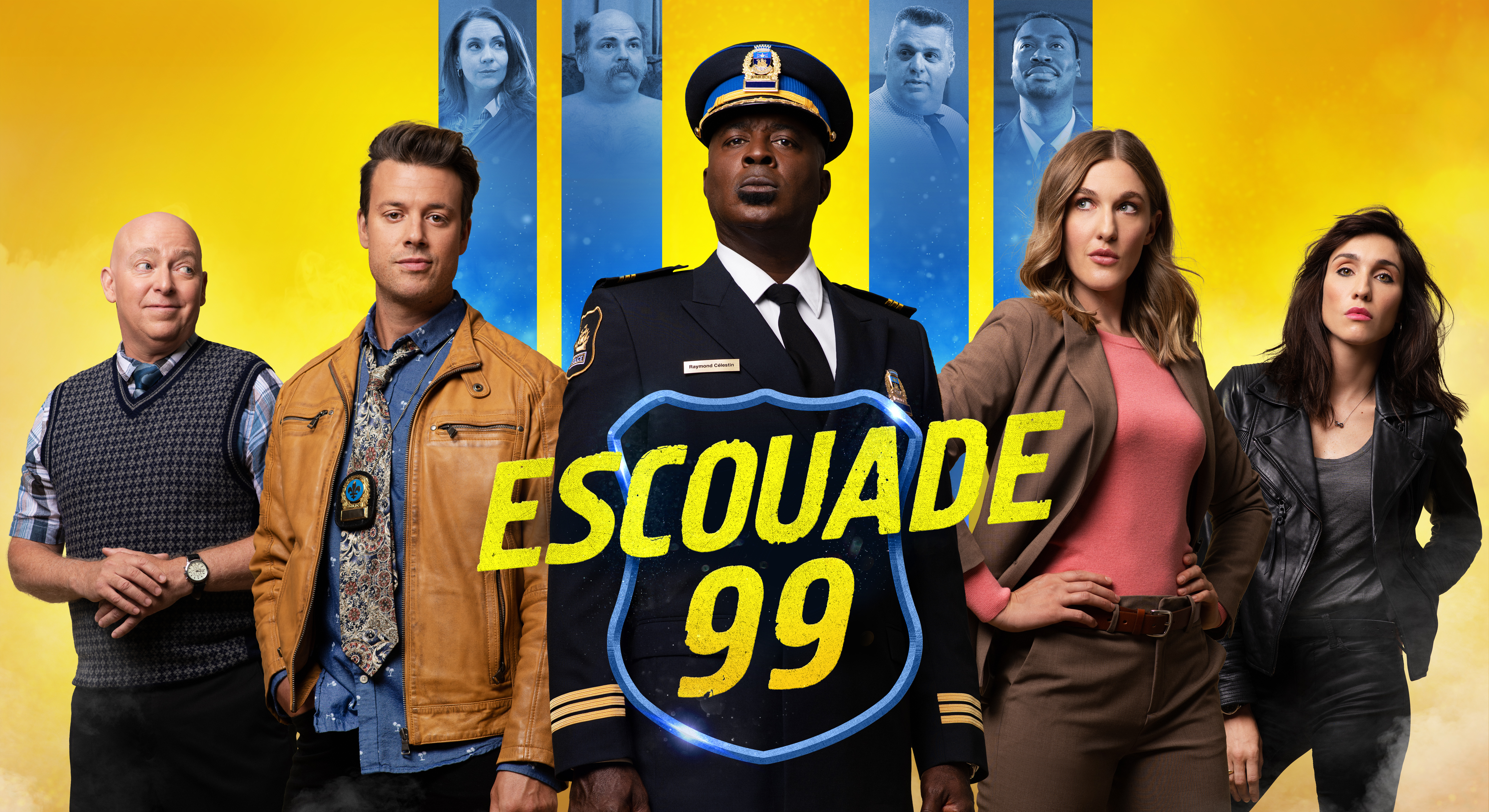 L'affiche de la série québécoise Escoudade 99, une adaption de la comédie Brooklyn 99.