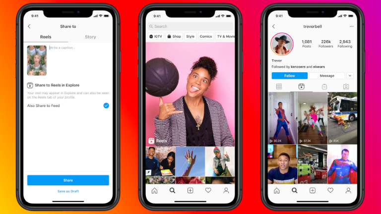 Instagram Reels clips vid&eacute;os Tik Tok
