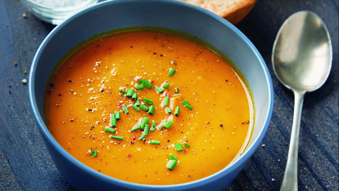 Potage cr&eacute;meux &agrave; la courge musqu&eacute;e