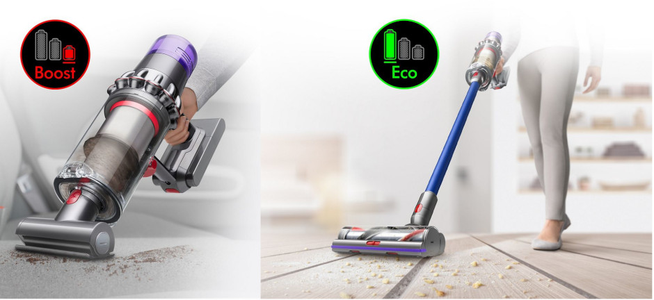 On retrouve trois modes d'aspirations sur la V11 Outsize de Dyson selon les débris que l'on doit ramasser. Mode aspirateur balayeuse V11 Outsize Dyson