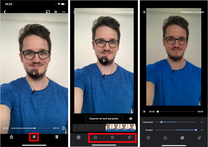 Les options de modifications vidéo sur Google Photos se trouvent juste dans le bas de l'application. Google Photos comment modifier vidéos sur l'application mobile iOS Android