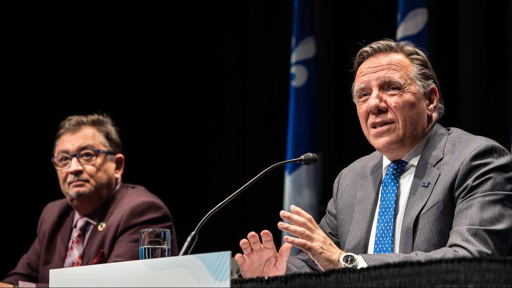 Le directeur national de santé publique, Horacio Arruda, et le premier ministre François Legault
