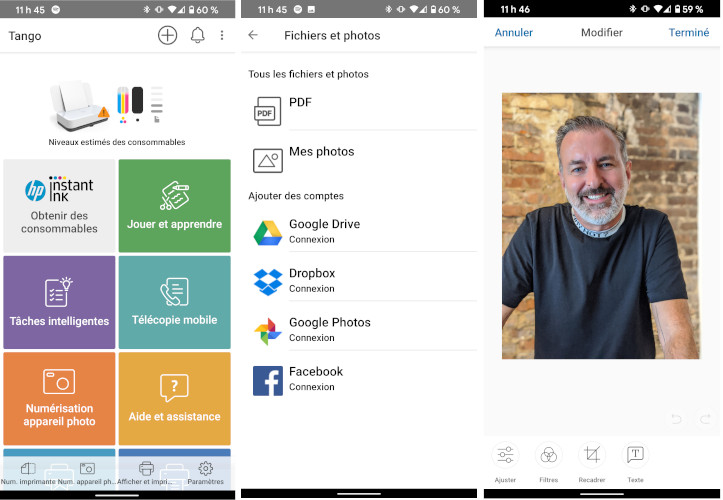 Application HP Smart imprimante Tango