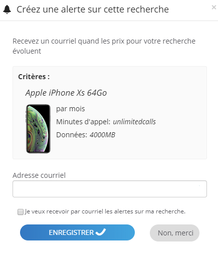 Alertes comparateur fofrfaits t&eacute;l&eacute;phone intelligent cellulaire mobile 