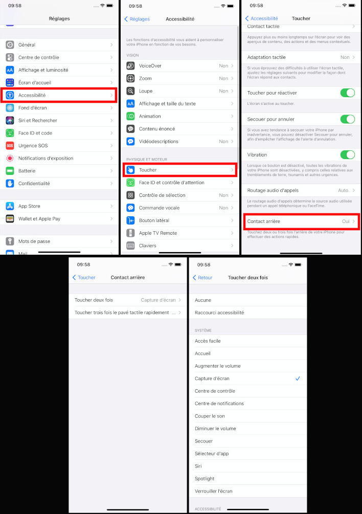 Voici comment activer le contact arrière du iPhone sous iOS 14. iOS 14 comment activer toucher arrière iPhone