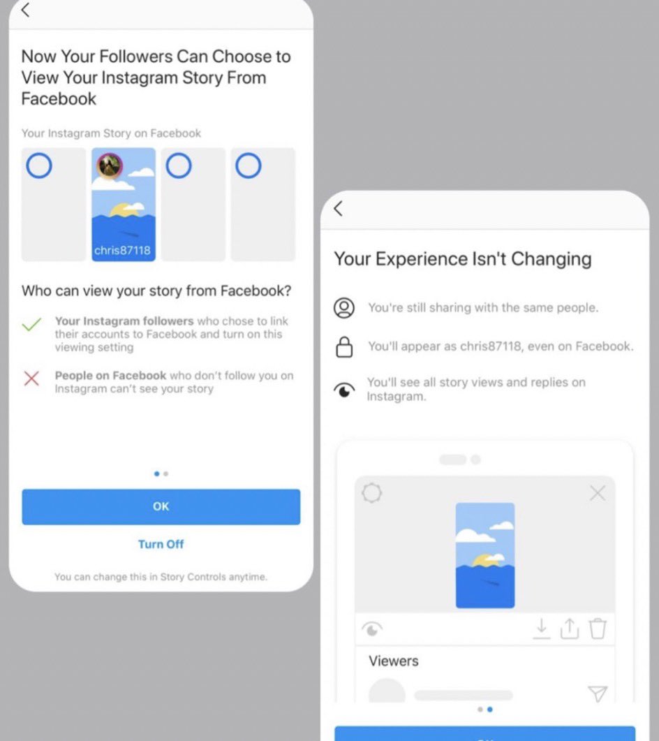 Facebook message stories Instagram visibles