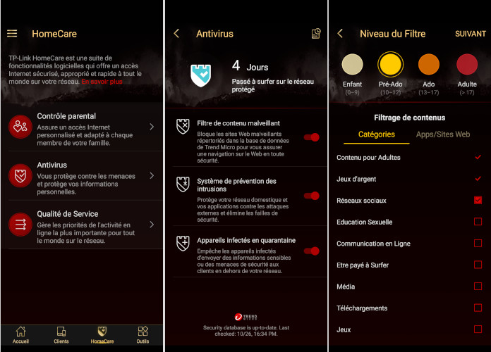TP-Link application Tether contr&ocirc;le parental antivirus