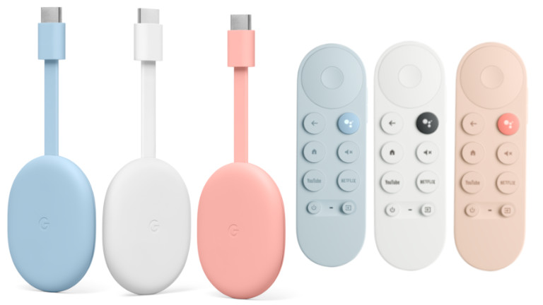Chromecast Google TV diff&eacute;rentes couleurrs