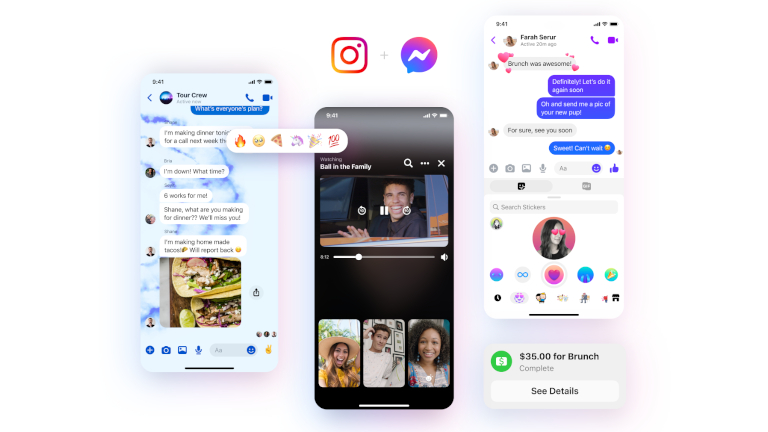Messenger intègre de nouveaux thèmes, réactions et autocollants dans l’application mobile. Messenger nouveau logo INstagram réactions thèmes stickers