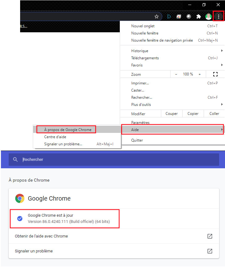 Google Chrome comment mettre &agrave; jour navigateur
