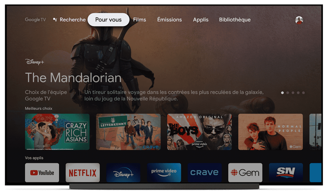 Interface Google TV Chromecast television