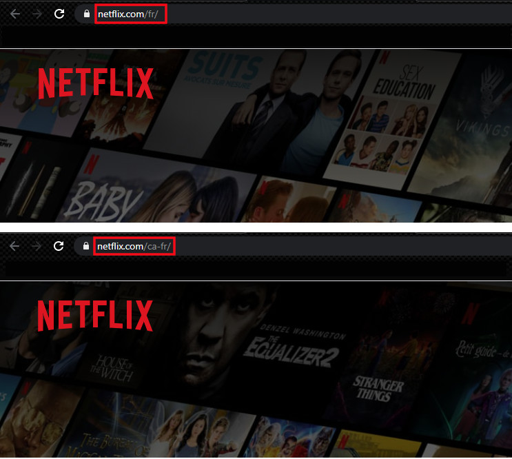 Netflix URL différents pays VPN