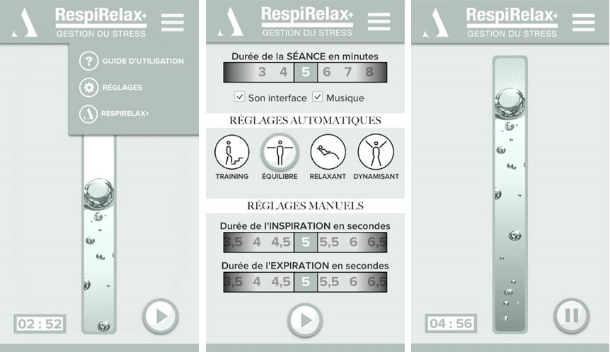 application respirelax apprendre respirer calmer anxi&eacute;t&eacute; interface