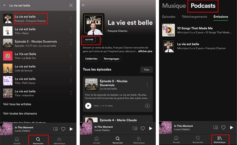 La marche à suivre pour s’abonner à un podcast sur Spotify. comment s'abonner podcast spotify