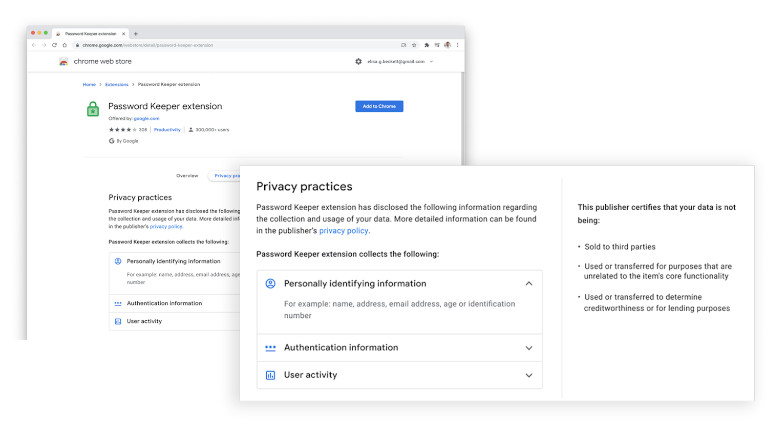 Le Chrome Web Store sera plus transparent avant de télécharger une extension. Google Chrome autorisations extensions