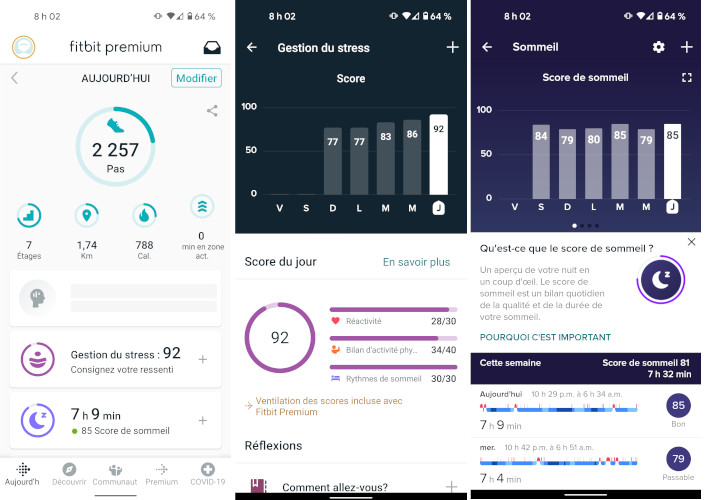 Fitbit Sense application montre intelligente