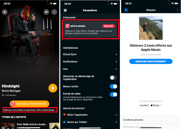 Shazam offre mois gratuits Apple Music