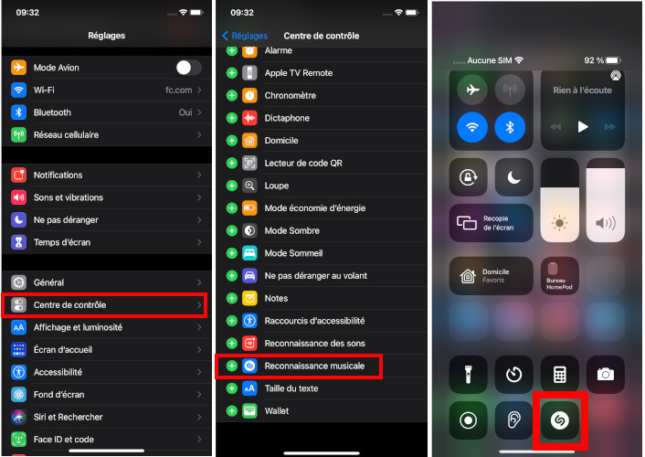 Comment ajouter Shazam centre de contr&ocirc;le iPhone