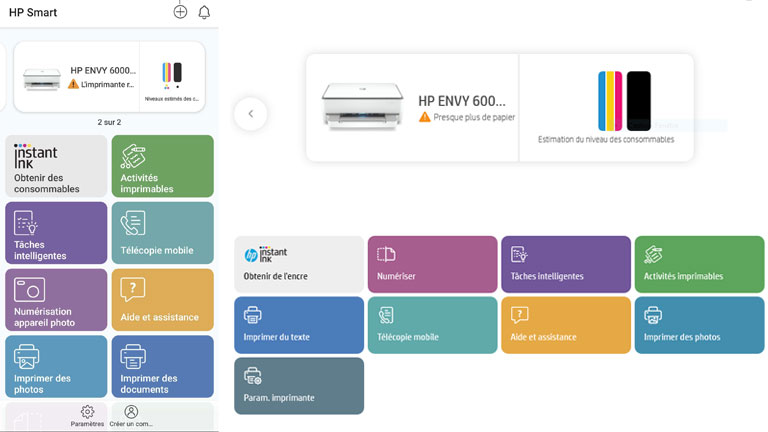 imprimer et configurer via application HP ENVY 6055
